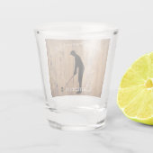 Werkt het grootste Golfer Silhouette op houten hek Shot Glas (Achterkant)