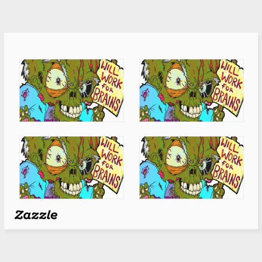 Werkt voor hersenen rechthoekige sticker (Vel)