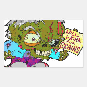 Werkt voor hersenen rechthoekige sticker