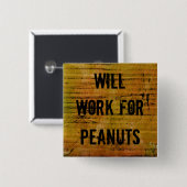 Werkt voor pinda's vierkante button 5,1 cm (Voorkant /achterkant)