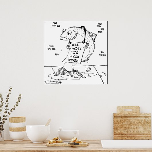 Werkt voor schoon water poster (Keuken)