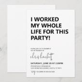 Werkte mijn hele leven pensioenfeest uitnodiging (Voorkant / Achterkant)