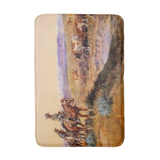 "Werkte over" Westerne kunst van Charles M Russell Badmat (Voorkant Verticaal)