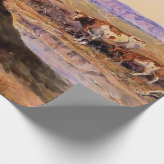 "Werkte over" Westerne kunst van Charles M Russell Cadeaupapier (Hoek)