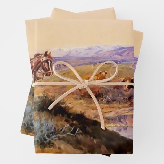 "Werkte over" Westerne kunst van Charles M Russell Inpakpapier Vel (In situ)