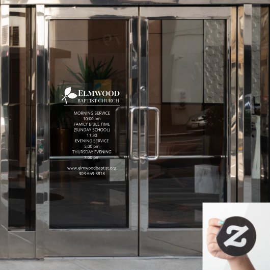 Werktijden met Logo Window Cling Raamsticker (Kantoordeur)