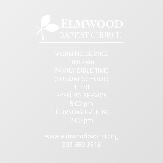 Werktijden met Logo Window Cling Raamsticker (Vel)