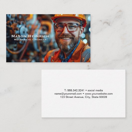 Werktuigbouwkundig ingenieur in controlekamer visitekaartje (Voorkant / Achterkant)