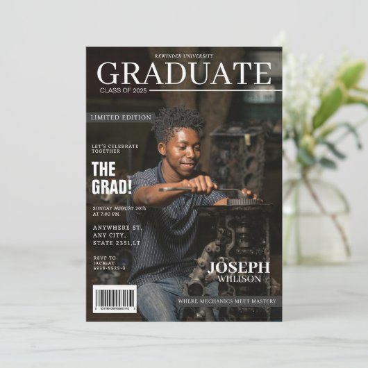 Werktuigbouwkundig tijdschrift foto afstuderen kaart (Staand voorkant)