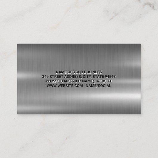 werktuigkundige | Metaal | Auto-autodiensten Visitekaartje (Achterkant)