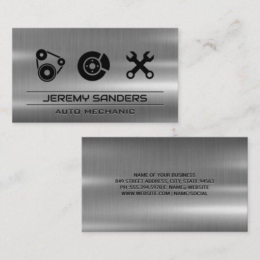 werktuigkundige | Metaal | Tools | Servicepictogra Visitekaartje (Voorkant / Achterkant)