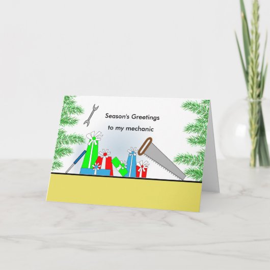 Werktuigkundige, Retro Cadeaus van Kerstmis, Feestdagen Kaart (Voorkant)