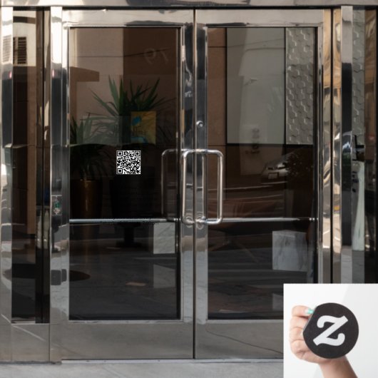 Werkuren met QR-code Window Cling Raamsticker (Kantoordeur)