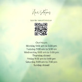 Werkuren met QR-code Window Cling Raamsticker (Vel 3)