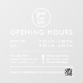 Werkuren QR Code Logo Contactgegevens Wit Raamsticker (Vel)