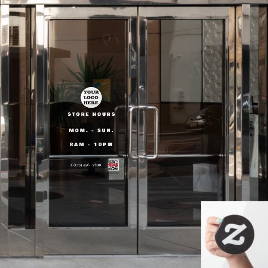 Werkuren | Zakelijke Logo QR-code Raamsticker (Kantoordeur)