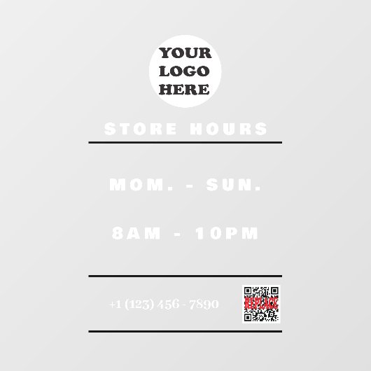 Werkuren | Zakelijke Logo QR-code Raamsticker (Vel)