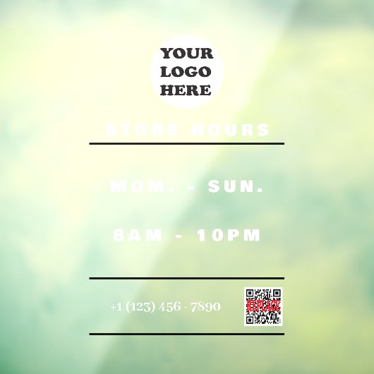 Werkuren | Zakelijke Logo QR-code Raamsticker (Vel 3)