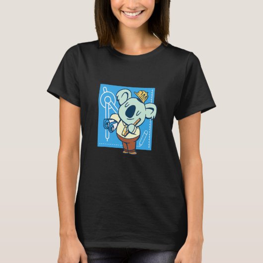 Werkverslaafde Koala Baan Een Architect T-shirt (Voorkant)