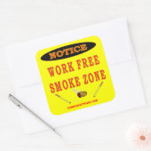 WERKVRIJE ROOKZONE VIERKANTE STICKER (Envelop)