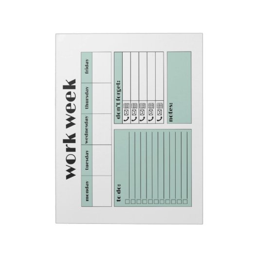 Werkweek Planner - blauw Notitieblok (Linkerzijde)