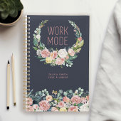 Werkwijze Marine Blauw Bloemen Gepersonaliseerd Planner