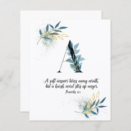 werkwoorden 15:1, letter A, Waterverf-scriptkaart (Voorkant / Achterkant)