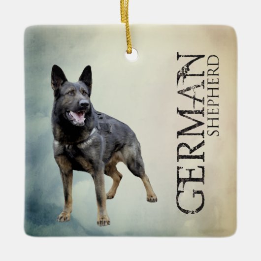 Werkzame Duitse Shepherd Dog - GSD Keramisch Ornament (Voorkant)