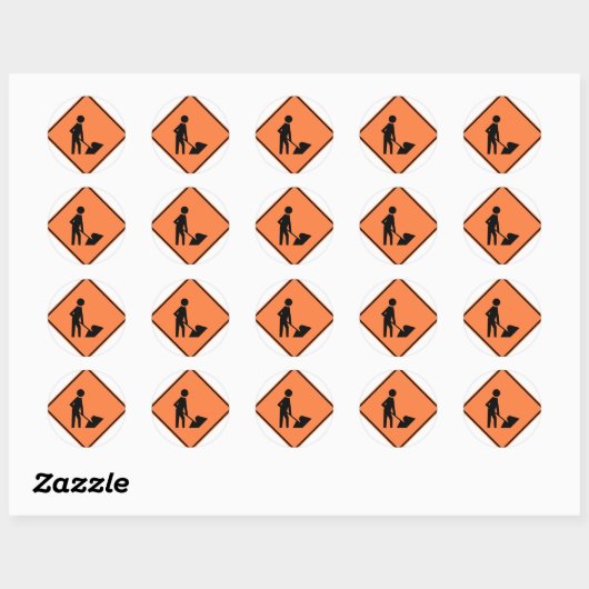 Werkzone Bouwteken Ronde Sticker (Vel)