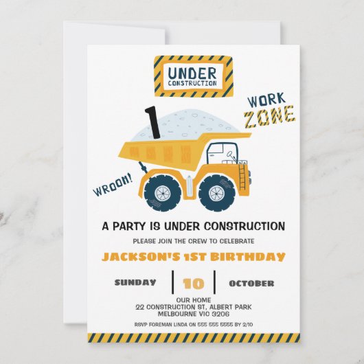 Werkzone vrachtwagen in aanbouw Verjaardag Kaart (Voorkant)