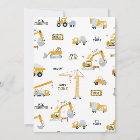 Werkzonegraafmachine in aanbouw Verjaardag Kaart (Achterkant)