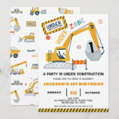 Werkzonegraafmachine in aanbouw Verjaardag Kaart (Voorkant / Achterkant)