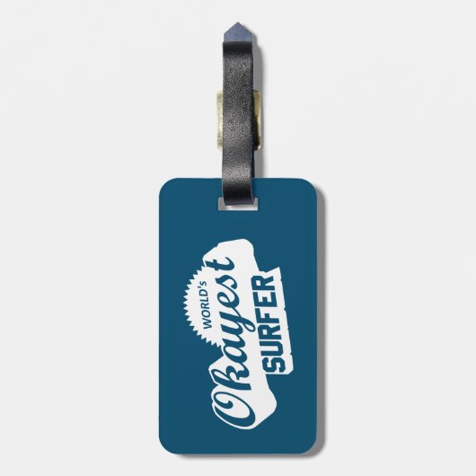 Werlds Okayest Surfer Bagagelabel (Achterkant verticaal)