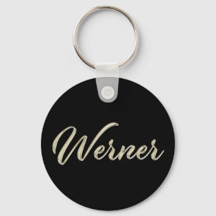 Werner Name whitegold Button Schlüsselanhänger Sleutelhanger