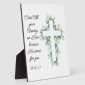 Werp al je angst op Hem Eucalyptus Kruis Fotoplaat (Zijkant)