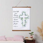 Werp al je angst op Hem Eucalyptus Kruis Hangend Wandkleed (Slaapkamer)
