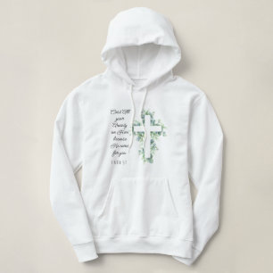Werp al je angst op Hem Eucalyptus Kruis Hoodie
