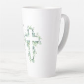 Werp al je angst op Hem Eucalyptus Kruis Latte Mok (Rechterhoek)