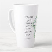 Werp al je angst op Hem Eucalyptus Kruis Latte Mok (Linkerhoek)