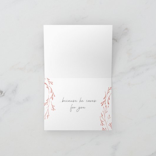 Werp al uw zorgen gevouwen Wenskaart Kaart (Binnen)