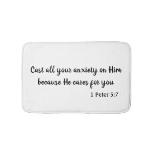 Werp je angst op God zwart en wit Badmat