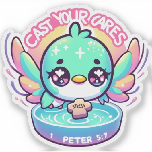 Werp je zorgen kolibrie Sticker (Voorkant)