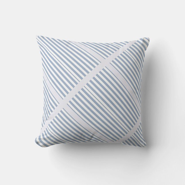 Werp kussen blauw & witte streep (Voorkant)