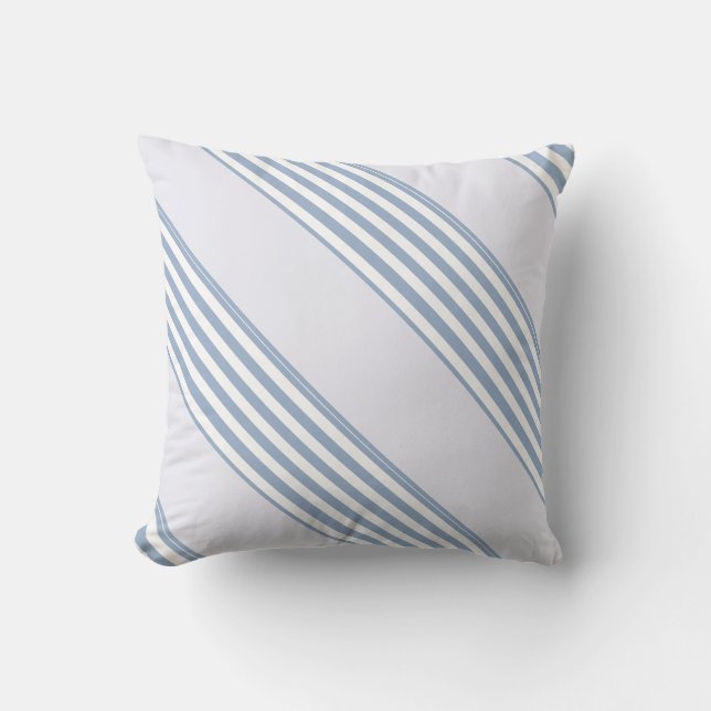 Werp kussen blauw & witte streep (Voorkant)