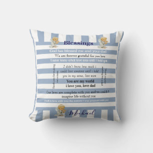 Werp kussen blauw & witte streep zegeningen 