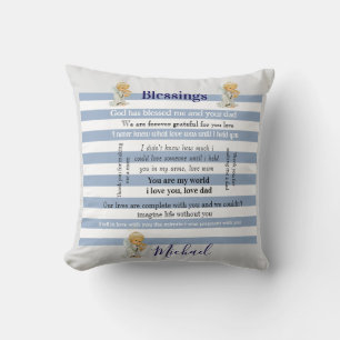 Werp kussen blauw & witte streep zegeningen 