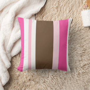 Werp kussen bruin & roze streep