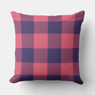 Werp kussen heet roze magenta indigo Buffalo Plaid