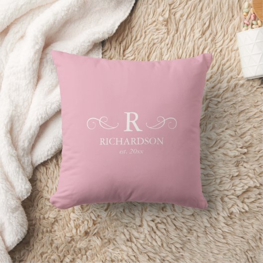 Werp kussen met monogram in blos roze (Deken)