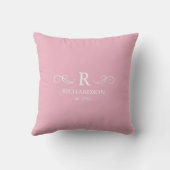 Werp kussen met monogram in blos roze (Achterkant)